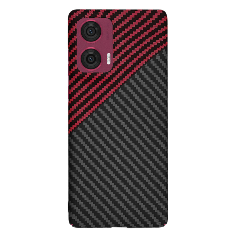 Husa Motorola Edge 50 Fusion Techsuit Carbonite FiberShell, rosu inchis