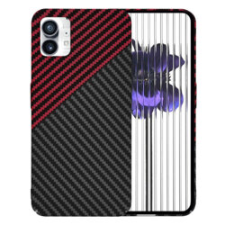 Husa Nothing Phone (1) Techsuit Carbonite FiberShell, rosu inchis