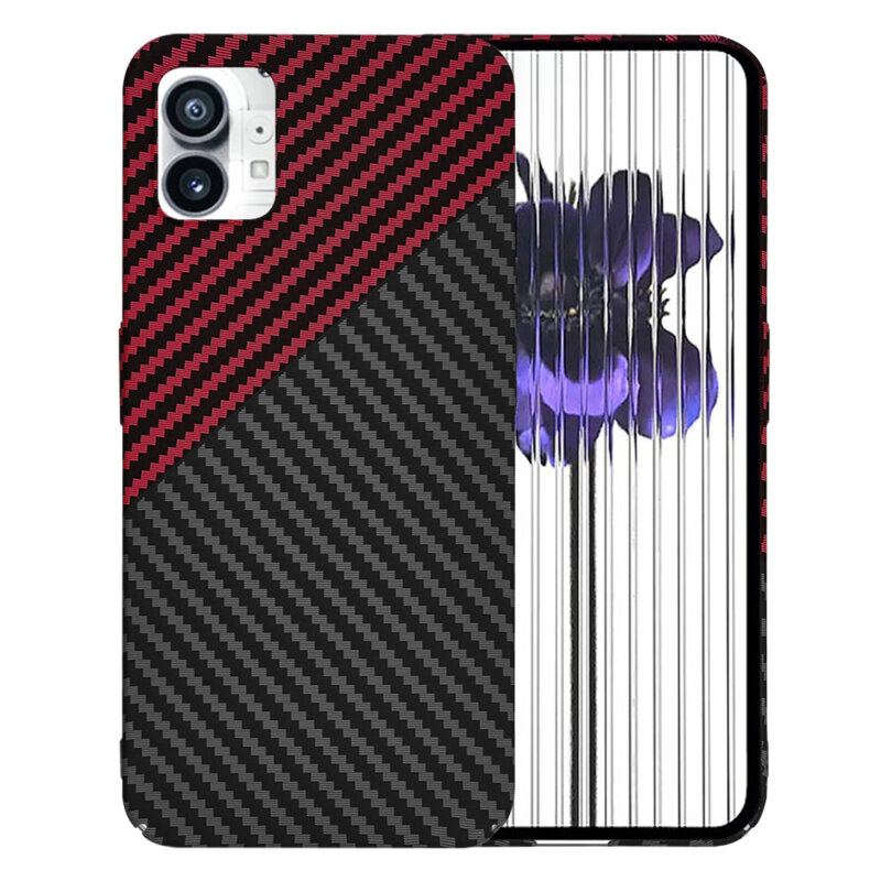 Husa Nothing Phone (1) Techsuit Carbonite FiberShell, rosu inchis