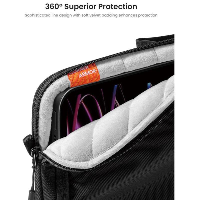 Geanta tableta 12.9″ cu fermoar Tomtoc, negru, B30B1D1