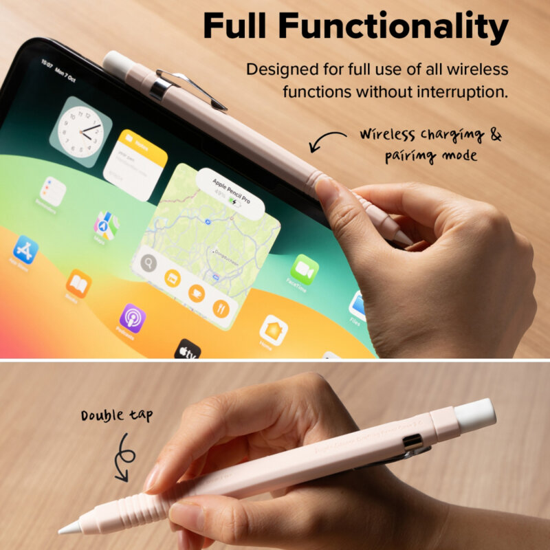 Husa Apple Pencil Pro premium din silicon Ringke, alb