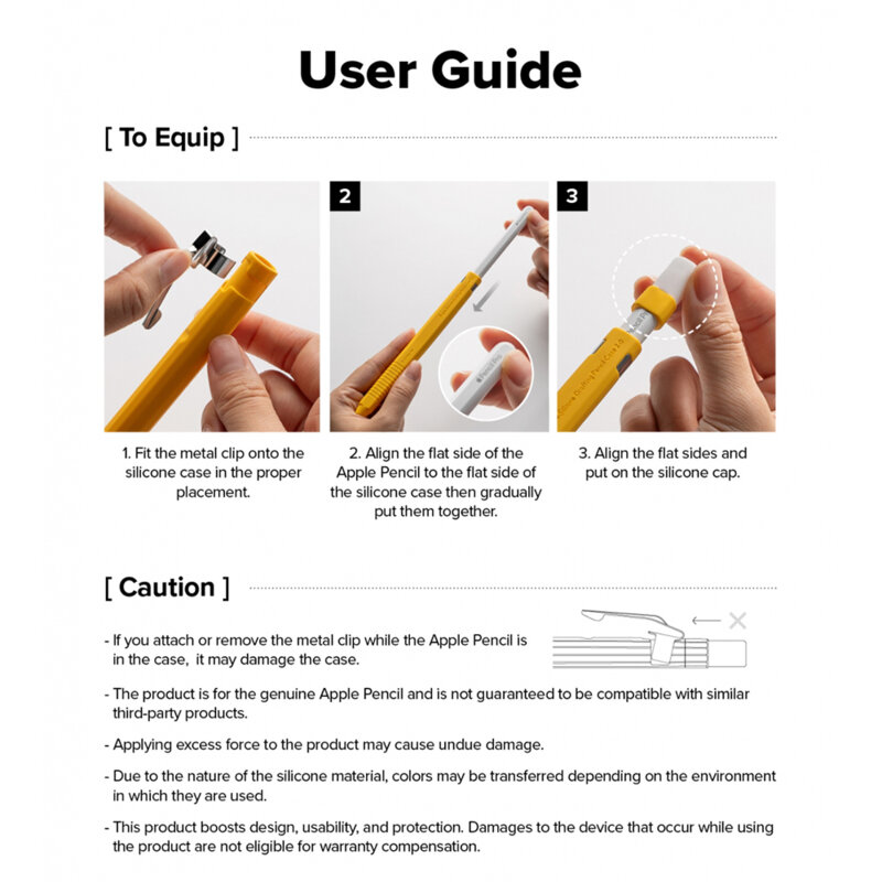 Husa Apple Pencil Pro premium din silicon Ringke, alb