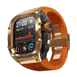 [Pachet 360°] Husa + curea Apple Watch Ultra ShellBox Waterproof IP68, roz auriu