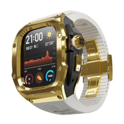 [Pachet 360°] Husa + curea Apple Watch Ultra ShellBox Waterproof IP68, auriu