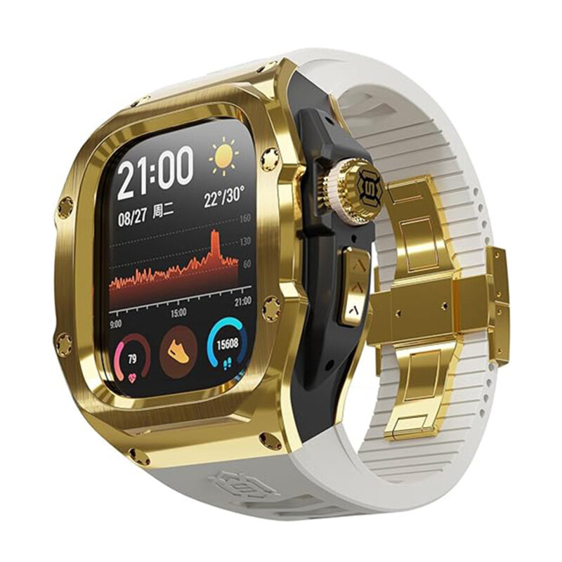 [Pachet 360°] Husa + curea Apple Watch Ultra ShellBox Waterproof IP68, auriu