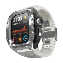 [Pachet 360°] Husa + curea Apple Watch Ultra ShellBox Waterproof IP68, argintiu