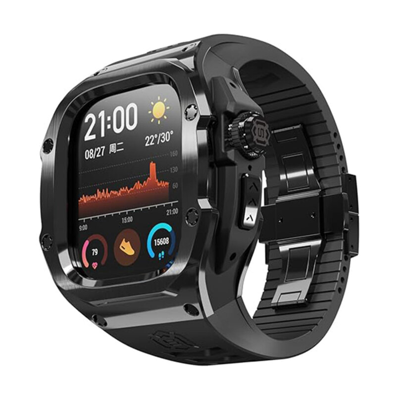 [Pachet 360°] Husa + curea Apple Watch Ultra ShellBox Waterproof IP68, negru