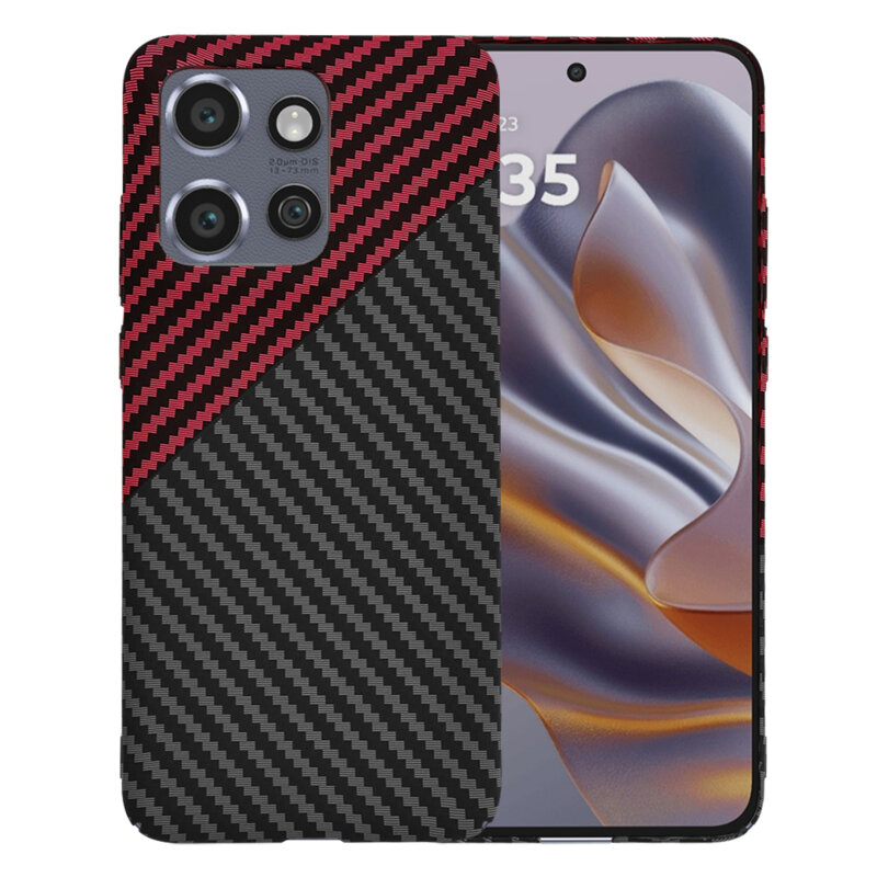 Husa Motorola ThinkPhone 25 Techsuit Carbonite FiberShell, rosu inchis