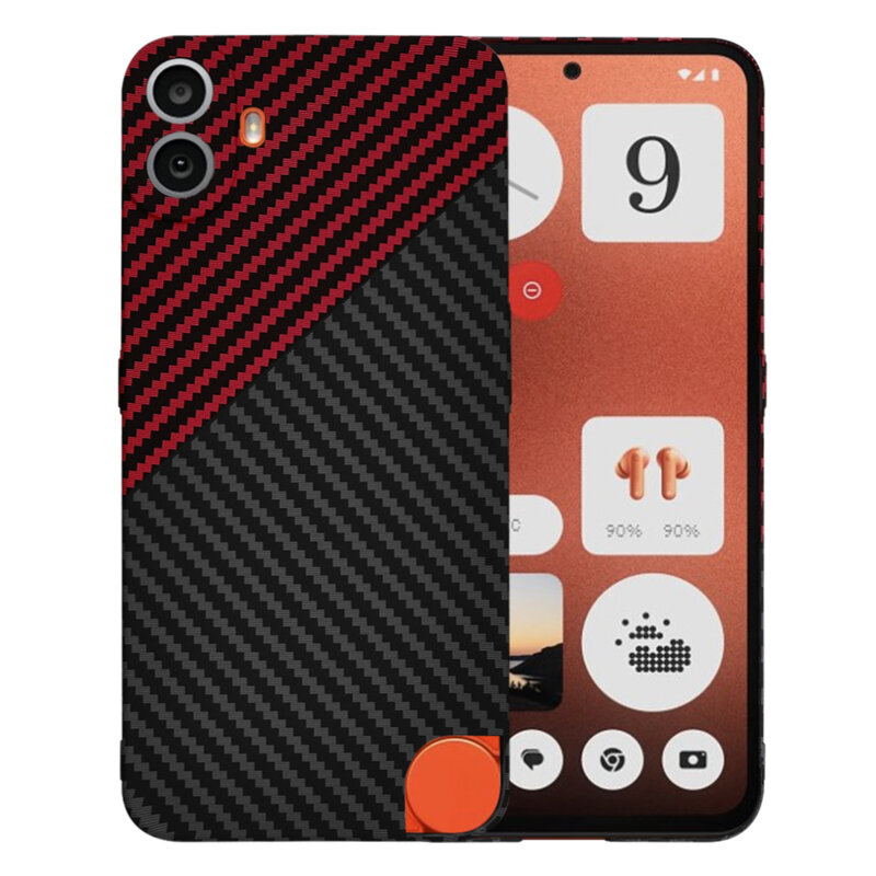 Husa Nothing CMF Phone 1 Techsuit Carbonite FiberShell, rosu inchis