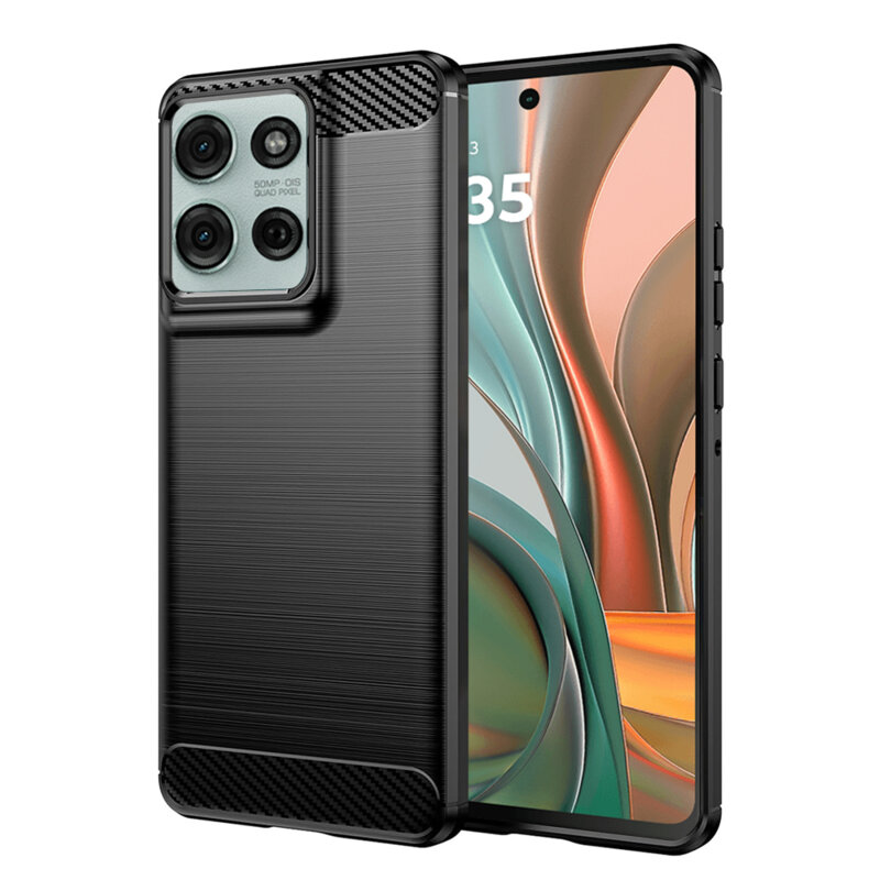 Husa Motorola Moto G75 Techsuit Carbon Silicone, negru