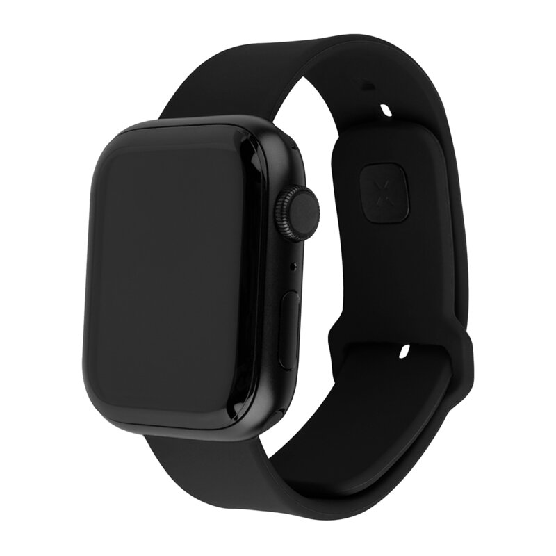 Curea Apple Watch 10 42mm Fixed Silicone Sporty Strap Set, negru