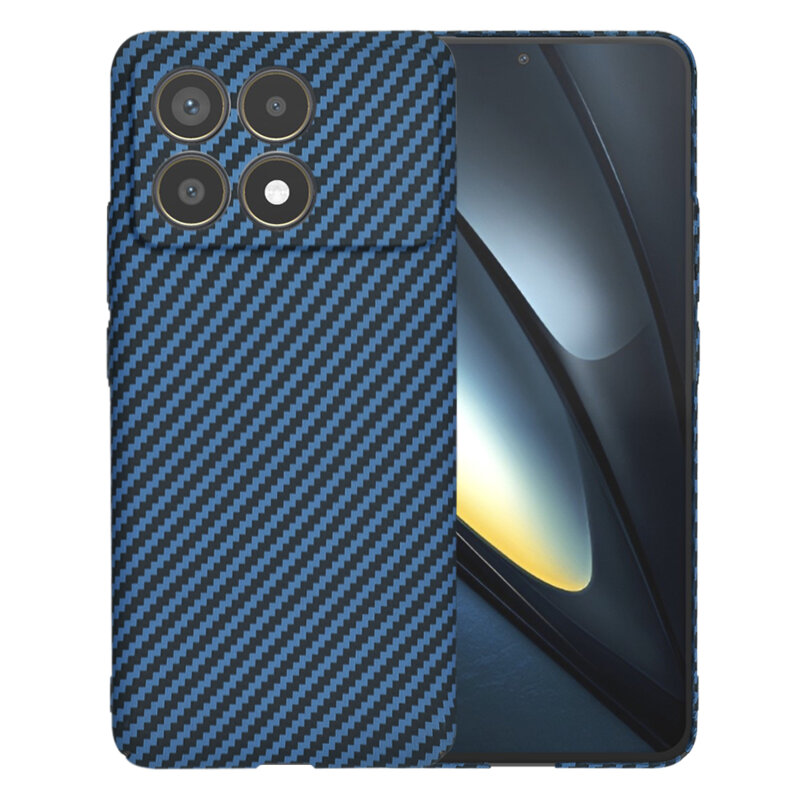 Husa Xiaomi Poco F6 Pro Techsuit Carbonite FiberShell, cyan
