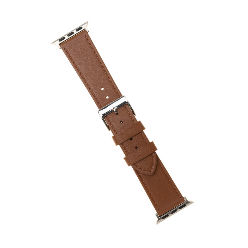 Curea Apple Watch 7 45mm Fixed Leather Strap, maro