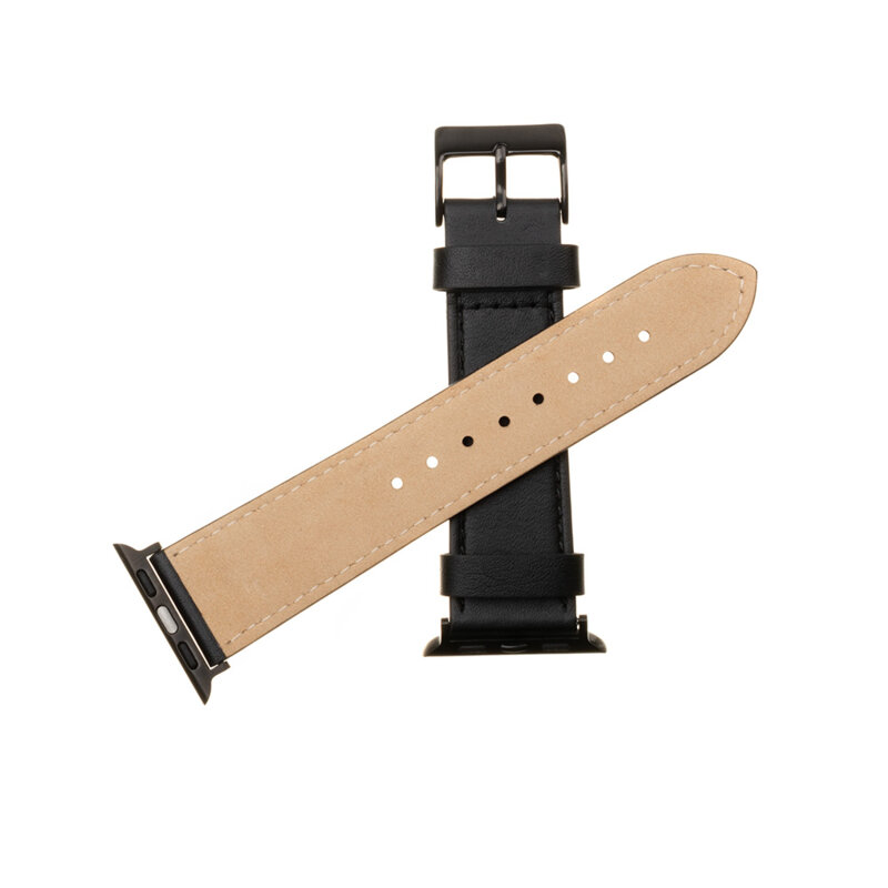 Curea Apple Watch 1 38mm Fixed Leather Strap, negru