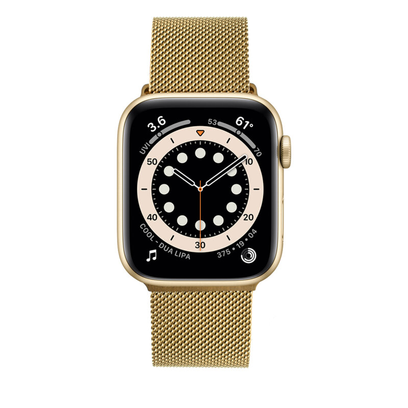 Curea Apple Watch 10 46mm Fixed Mesh Strap, auriu