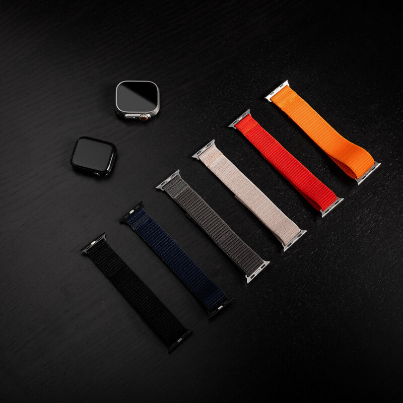 Curea Apple Watch 10 46mm Fixed Nylon Sporty Strap, roz auriu