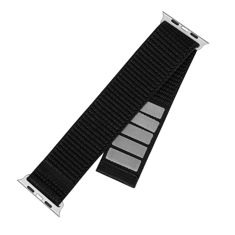 Curea Apple Watch 10 42mm Fixed Nylon Sporty Strap, negru