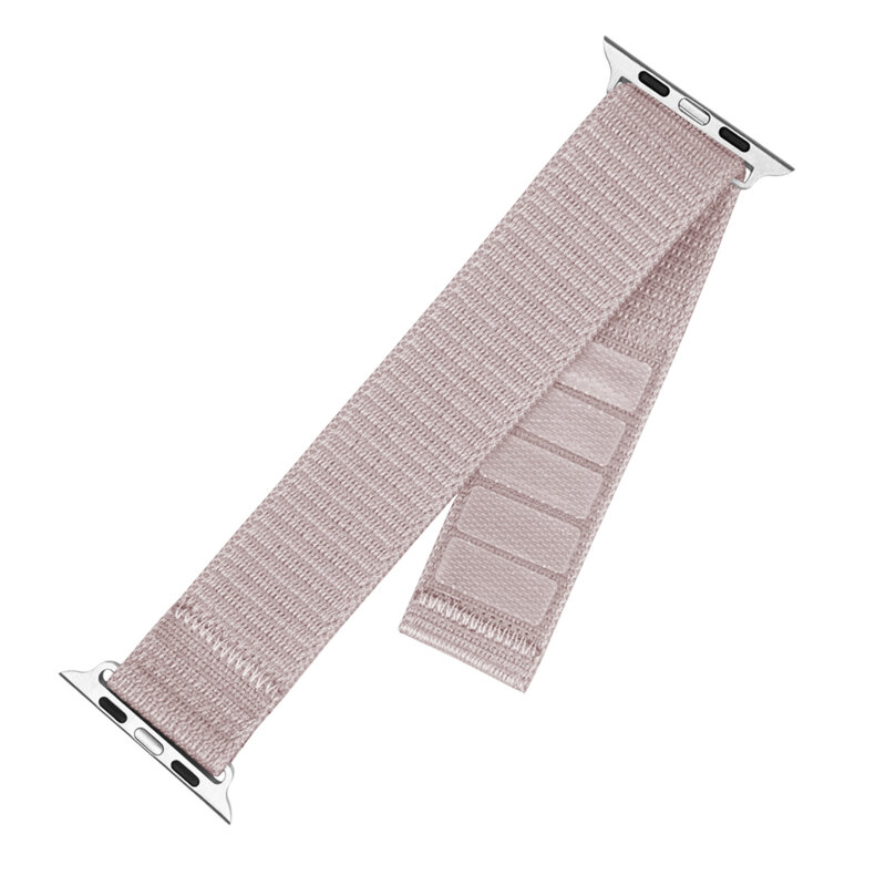 Curea Apple Watch 10 42mm Fixed Nylon Sporty Strap, roz auriu