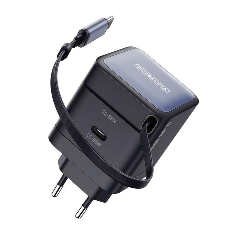 Incarcator GaN Fast Charging 2X USB-C Duzzona T10, 65W