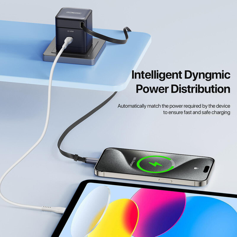 Incarcator GaN Fast Charging 2X USB-C Duzzona T10, 65W