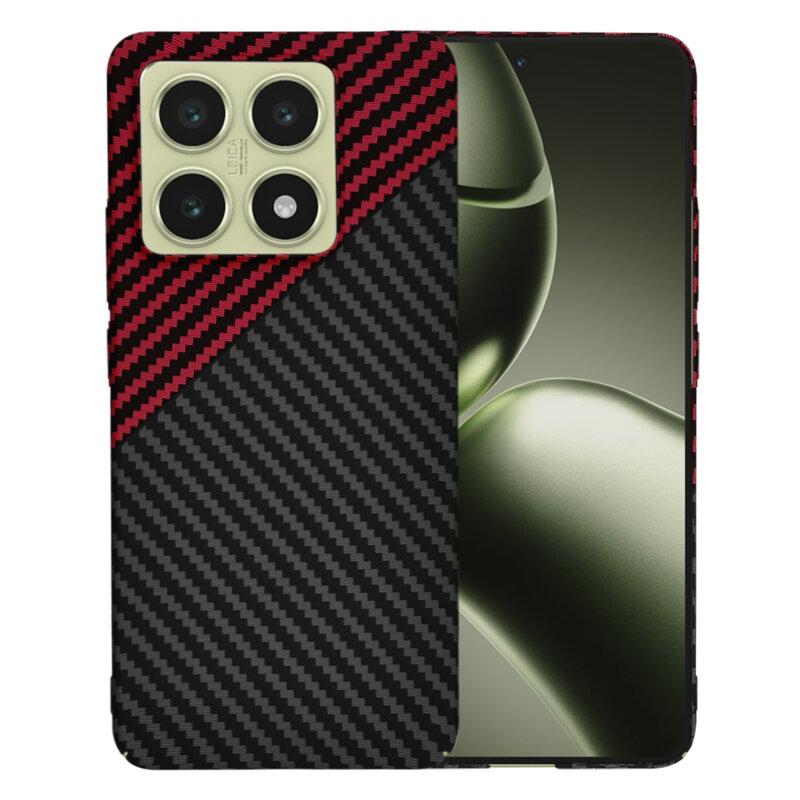 Husa Xiaomi 14T Techsuit Carbonite FiberShell, rosu inchis