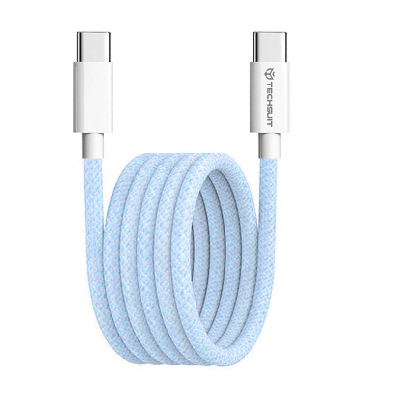 Cablu Super Fast Charging tip C PD60W Techsuit, 1m, albastru