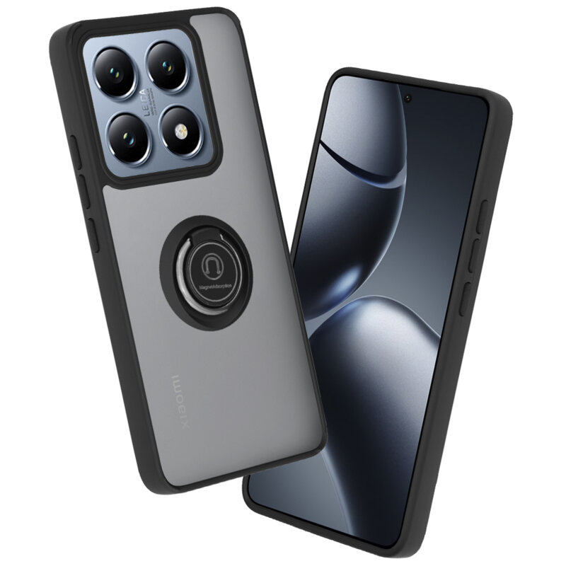 Husa Xiaomi 14T Pro Techsuit Glinth cu inel suport stand magnetic, negru