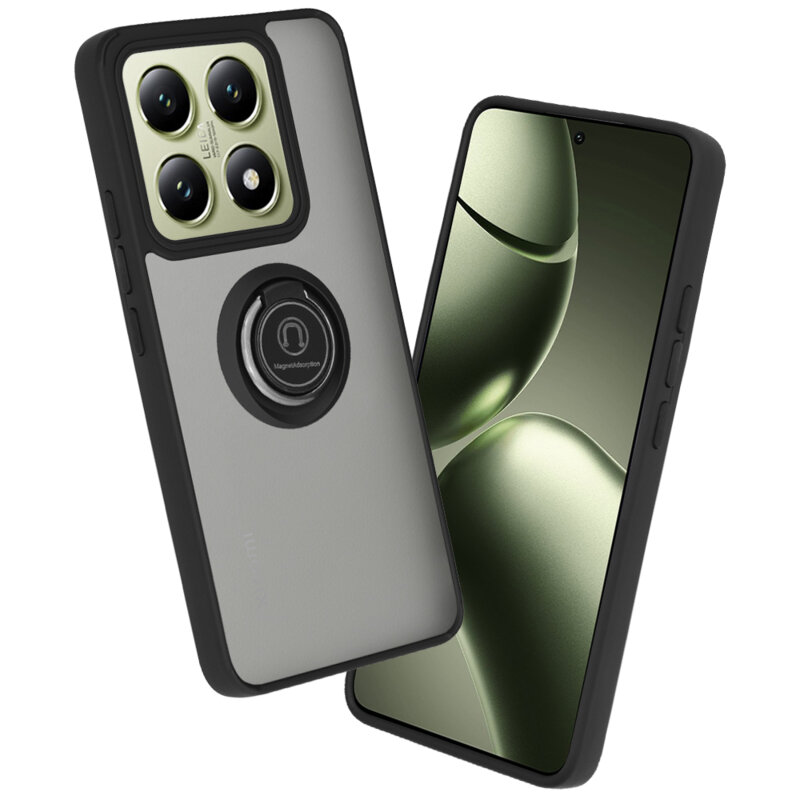 Husa Xiaomi 14T Techsuit Glinth cu inel suport stand magnetic, negru