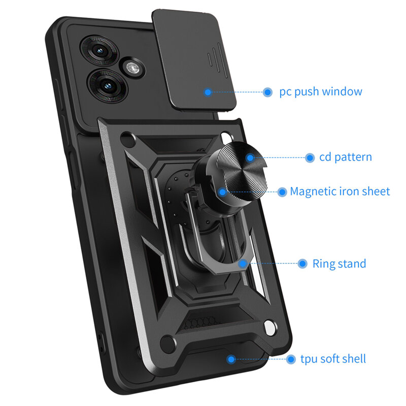 Husa Motorola Moto G55 protectie camera Techsuit CamShield Series, negru