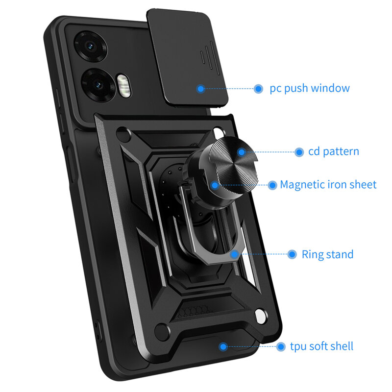 Husa Motorola Moto G35 protectie camera Techsuit CamShield Series, negru