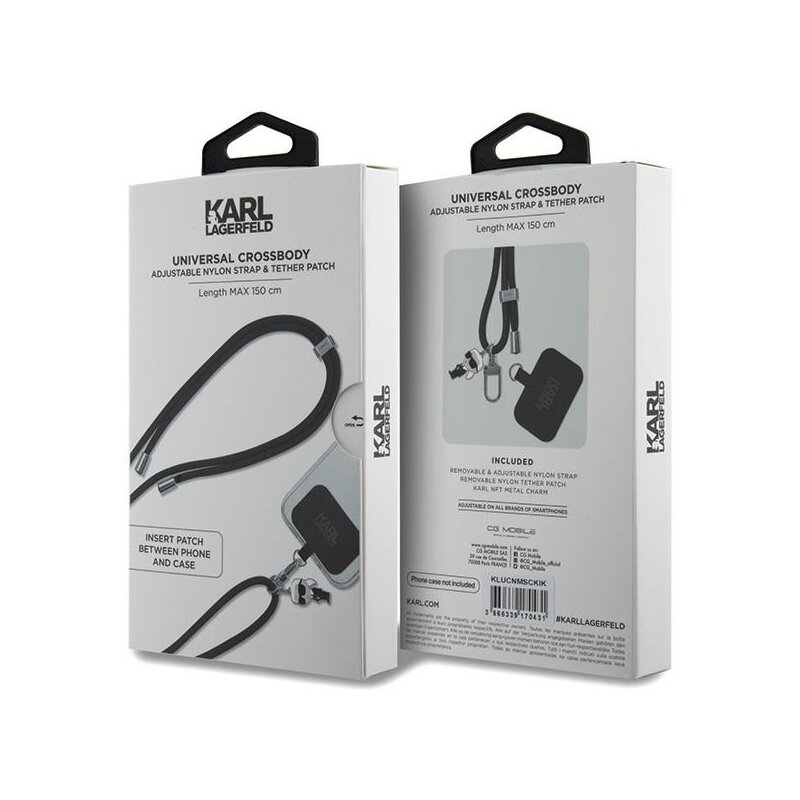 Snur telefon Karl Lagerfeld, Ikonik, negru, KLUCNMSCKIK