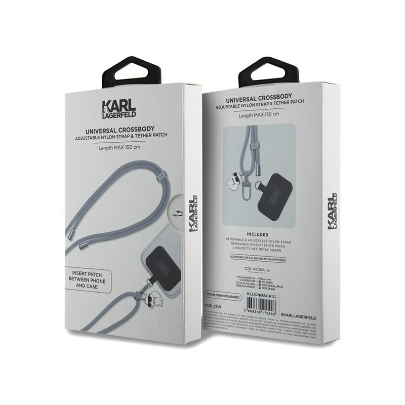 Snur telefon Karl Lagerfeld, Choupette, gri, KLUCNMSCKIG