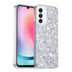 Husa cu sclipici Samsung Galaxy A16 Techsuit Sparkly Glitter, alb