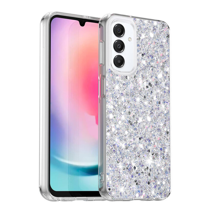 Husa cu sclipici Samsung Galaxy A16 Techsuit Sparkly Glitter, alb