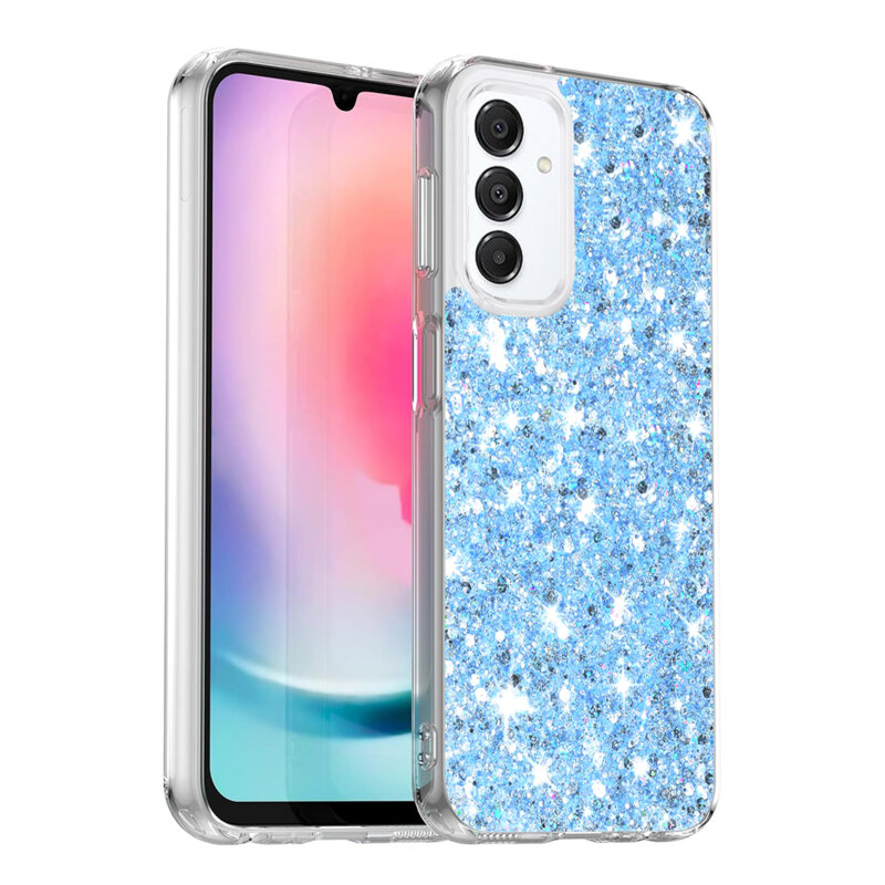 Husa cu sclipici Samsung Galaxy A16 5G Techsuit Sparkly Glitter, bleu