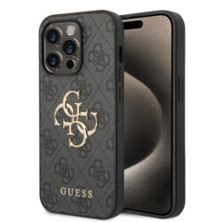 Husa originala Guess iPhone 15 Pro Max Hardcase 4G Big Metal Logo, gri, GUHCP15X4GMGGR