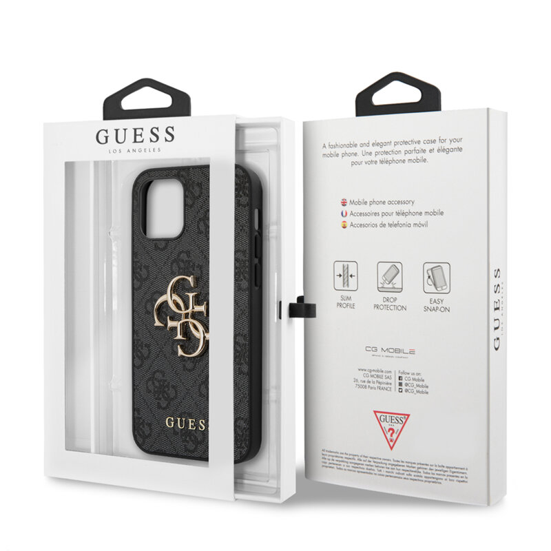 Husa originala Guess iPhone 12 Hardcase 4G Big Metal Logo, gri, GUHCP12M4GMGGR