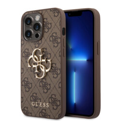 Husa originala Guess iPhone 14 Pro Max Hardcase 4G Big Metal Logo, maro, GUHCP14X4GMGBR