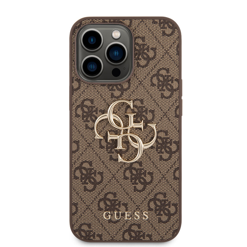 Husa originala Guess iPhone 14 Pro Max Hardcase 4G Big Metal Logo, maro, GUHCP14X4GMGBR