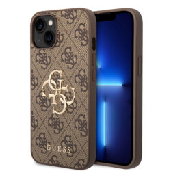 Husa originala Guess iPhone 14 Hardcase 4G Big Metal Logo, maro, GUHCP14S4GMGBR