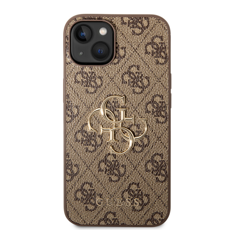 Husa originala Guess iPhone 14 Hardcase 4G Big Metal Logo, maro, GUHCP14S4GMGBR