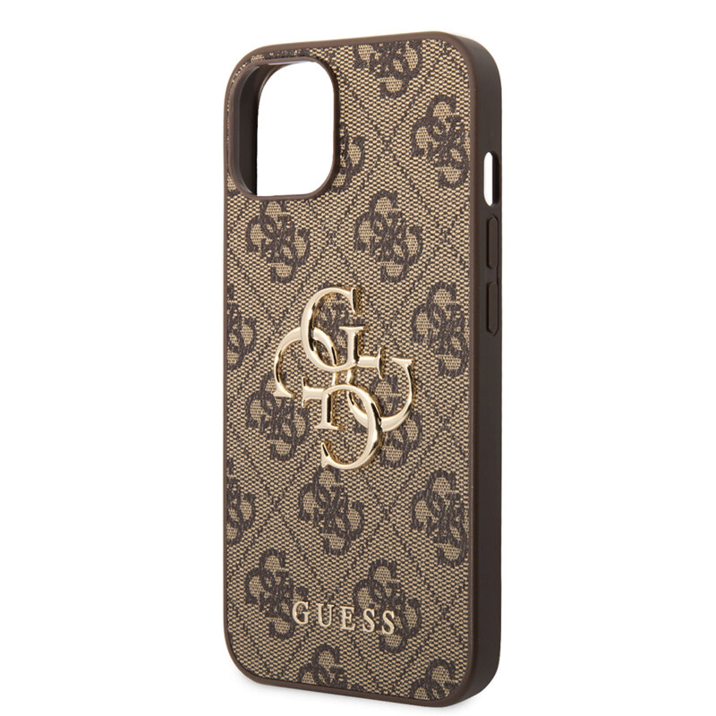 Husa originala Guess iPhone 14 Hardcase 4G Big Metal Logo, maro, GUHCP14S4GMGBR