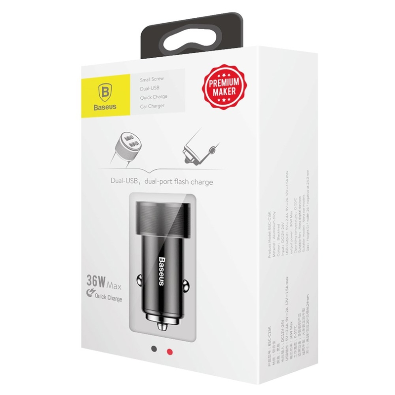 Incarcator Auto Baseus Quick Charge 3.0 2xUSB 2.4A - CAXLD-B01 - Negru