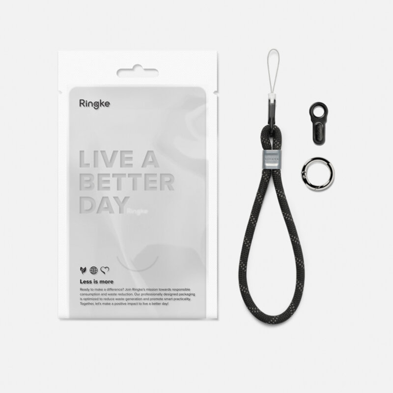 Snur universal pentru telefon, Ringke Rope Hand Strap, negru