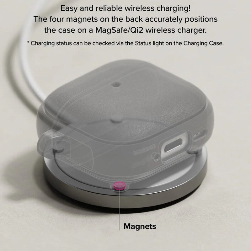 Husa AirPods 4 carabinera Ringke Onyx Magnetic, gri