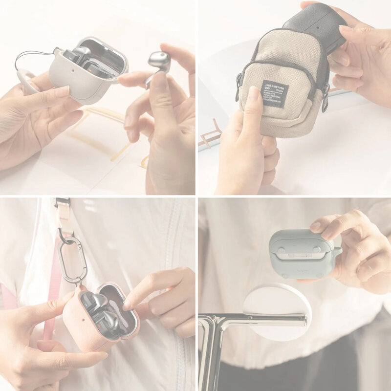 Husa AirPods 4 carabinera Ringke Onyx Magnetic, gri