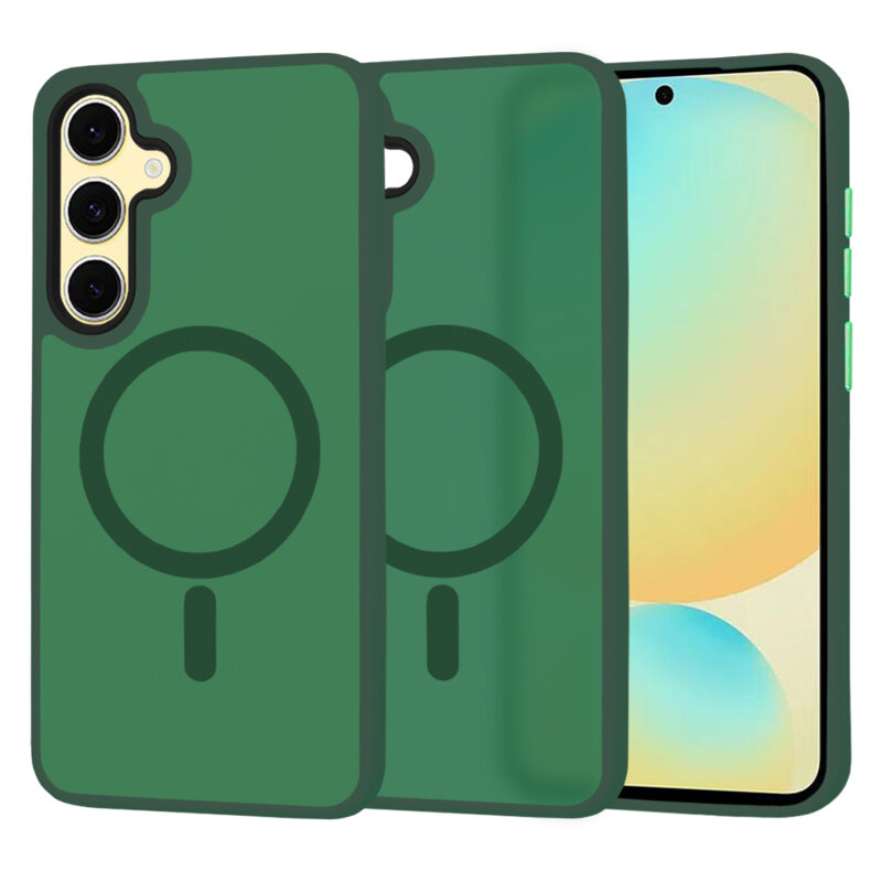 Husa Samsung Galaxy S24 FE Techsuit HaloFrost MagSafe Series, verde inchis