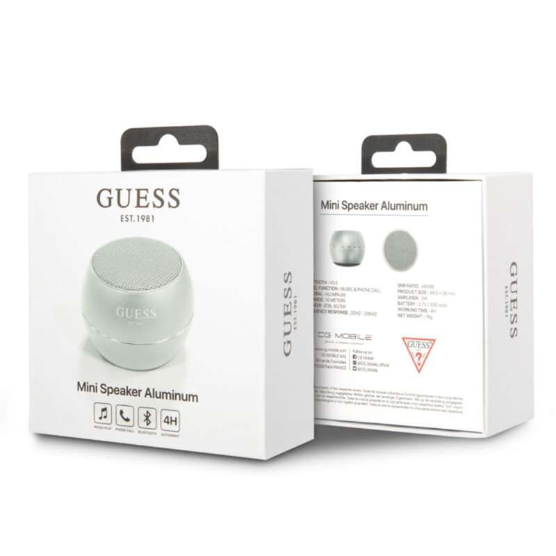 Mini boxa portabila wireless Bluetooth Guess GUWSALGEG, gri