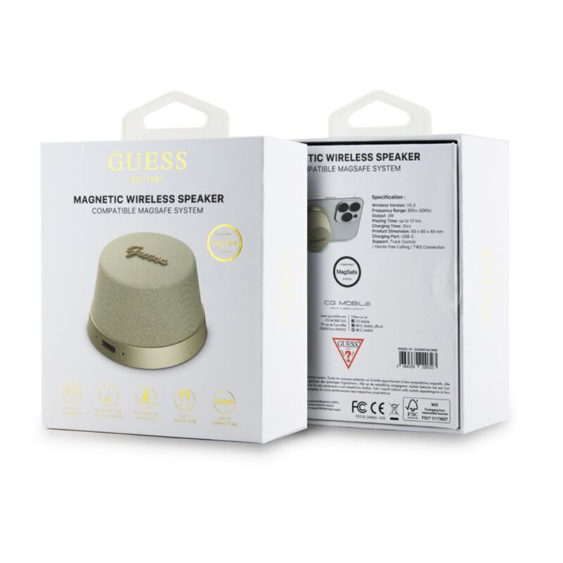 Boxa portabila Guess Bluetooth V5.3, TWS, 3W, auriu, GUWSC3ALSMD