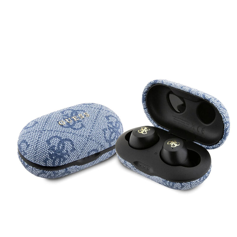 Casti Guess Bluetooth TWS, 4G Metal, albastru, GUTWSP4EGB